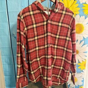 Old Navy Red and White Plaid Casual Shirt size L /NWT